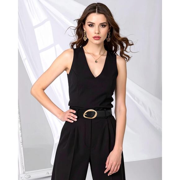 Black Leather Belts For Women With Trendy Gold Buckle, Womens Belts For Jeans🤙 - Picture 3 of 5